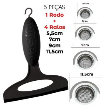 Imagem de Kit Rodinho Pia Ralo Inox Cozinha Organizada Cozinha Banheiro Limpeza 