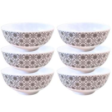Imagem de 6 Bowl Tigela em Melamina Estampada Sobremesa Cozinha 500ml - Sk