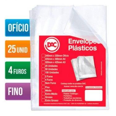 Imagem de Envelope plástico ofício 0.06 4 furos 5070 pacote com 25 unidades - Da