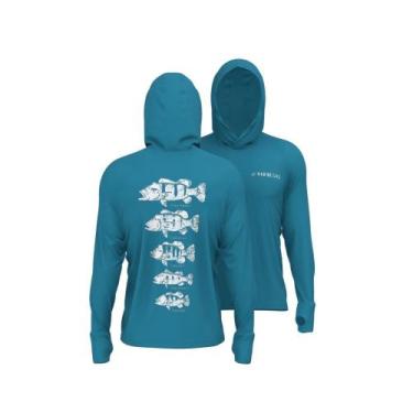 Imagem de Camiseta Para Pesca UV X Protect com Capuz Mar Negro -, Petróleo, P