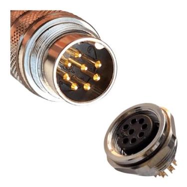 Imagem de Kit Conector Macho com Soquete Fêmea M16 8 Pinos IP65 J09F-8K J09F-8F1