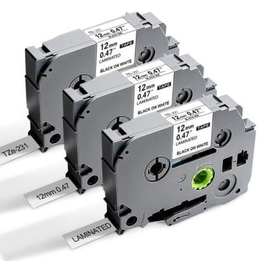 Imagem de Fita de Etiqueta BEYONDTEK TZe-231 Laminada 12mm Pacote com 3 Unidades