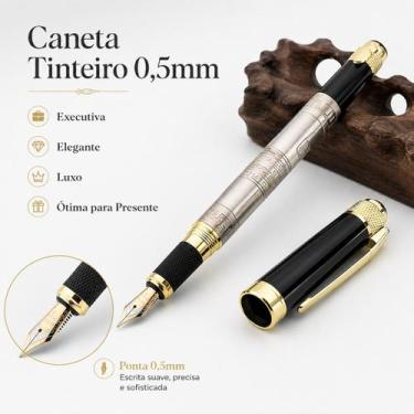 Imagem de Caneta tinteiro executiva alto relevo elegante caligrafia - LUYKE