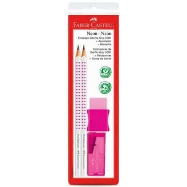 Imagem de Lápis preto Neon Rosa SM/2001FARS370450 com 2 lápis 1 borracha e 1 apo