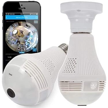 Imagem de TwiHill Câmera lâmpada espiã ip segurança com visão noturna sensor de presença alarme e alerta no celular android e ios(1*camera lâmpada 3d panoramica+1*Cartão de memória 32GB))