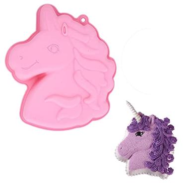 Imagem de Bandeja para bolo unicórnio Tamanho grande Bandeja de silicone com cabeça de unicórnio Antiaderente de silicone Bandeja de pão unicórnio para fazer bolo de queijo Mousse Bolo de pão e pudim