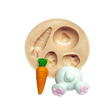 Imagem de Confeitaria dos moldes, F478 MOLDE DE SILICONE MINI COELHO CENOURA CONFEITARIA BISCUIT