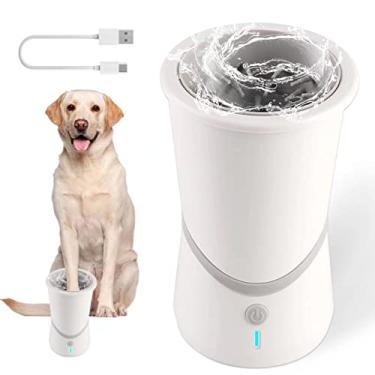 Imagem de Copo limpador de patas de animais de estimação com cerdas de silicone automático – carregamento USB, portátil para garras enlameadas, projetado para cães pequenos a médios