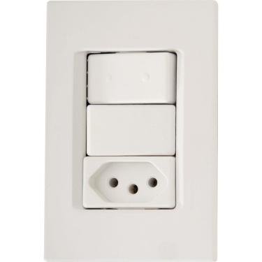 Imagem de Conjunto 4x2 com 1 Interruptor Simples 10 A 250 V e 1 Tomada 2P+T 20 A 250 V Tramontina IzyFlat Branco Tramontina