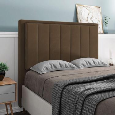 Imagem de Cabeceira Opala Cama Box King 195cm Suede Marrom