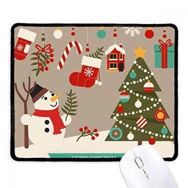 Imagem de Luvas de árvore de boneco de neve para festivais, mouse pad com borda costurada, tapete de jogos de borracha