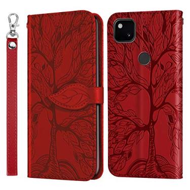 Imagem de Para o Google Pixel 4A 5G Vida de árvore de gravação de árvore Caixa de couro Flip Horizontal com suporte e cartolina e carteira e moldura fotográfica e cordão