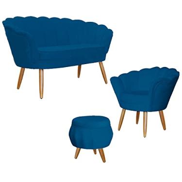 Imagem de Kit Pétala - Namoradeira, Poltrona e Puff Pétala Suede - Ds Estofados