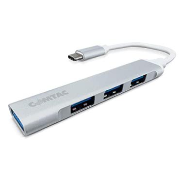 Imagem de Hub Tipo C Alumínio Prata 4 Portas Usb 3.0 E 2.0 Comtac 1100