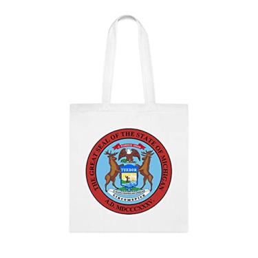 Imagem de Bolsa Michigan, presente de amante de Michigan, presente de Michigan, bolsa de ombro Michigan, bolsas reutilizáveis Michigan, ideia de presente de cesta de Natal de aniversário, Branco