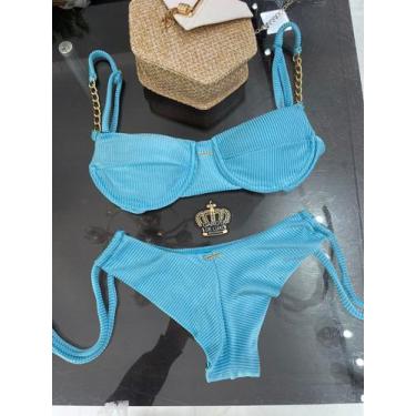 Imagem de Biquinis Com Aro Azul Com Corrente - Garota De Luxo Beachwear