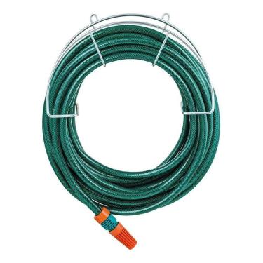 Imagem de Suporte Mangueira Jardim Aço Cromado Resistente Para Parede