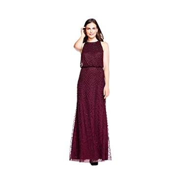 Imagem de Adrianna Papell Vestido feminino frente única com contas Art Déco, Cassis, 48