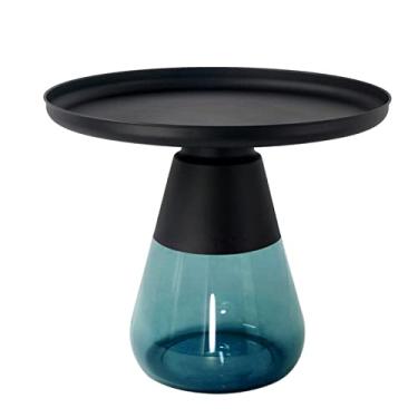 Imagem de Mesa de centro luz nórdica luxo metal vidro mesa de centro redonda simples criativo pequeno apartamento sala de estar Ins estilo mesa lateral mesas de canto (cor: 7)