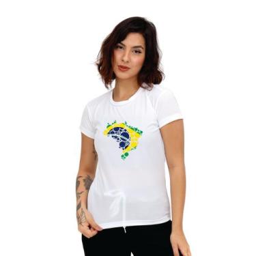 Imagem de Camiseta Feminina Academia Dry Fit Brasil Copa Techmalhas Dftfembrest1