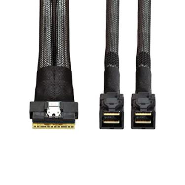 Imagem de ChenYang CY SFF-8654 8i 74pin PCI-E Ultraport Slimline SAS Slim 4.0 para Dual SFF-8643 4i Mini SAS HD Cable PCI-Express