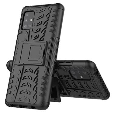 Imagem de Capa protetora ultra fina compatível com Samsung Galaxy A51 5G, TPU + PC Bumper Hybrid Militar Grade Rugged Case, Capa de telefone à prova de choque com capa traseira de telefone com suporte (Cor: preto)