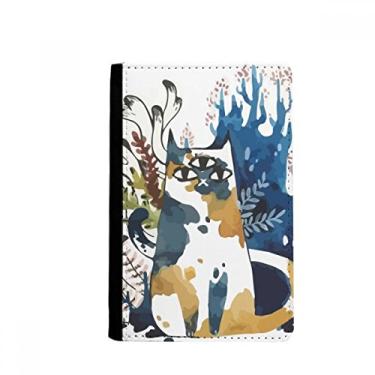 Imagem de Porta-passaporte animal aquarela gato três olhos Notecase Burse capa carteira porta-cartão, Multicolor