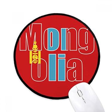 Imagem de Mouse pad com nome da bandeira do país da Mongólia para mesa de escritório tapete redondo para computador
