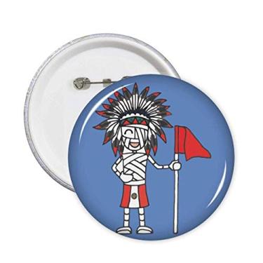 Imagem de Broche de bandeira vermelha de chefe peruano futebol múmia broche de crachá botão de decoração acessório 5 peças