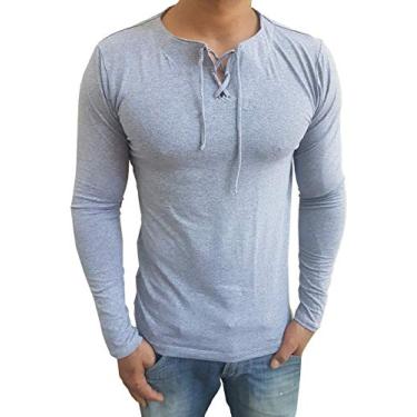 Imagem de Camiseta Bata Básica Manga Longa cor:cinza-claro;tamanho:m