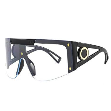 Imagem de Óculos de sol grandes de luxo de uma peça para mulheres vintage óculos de sol quadrado arqueado masculino perna larga sem aro hip hop, 1, tamanho único