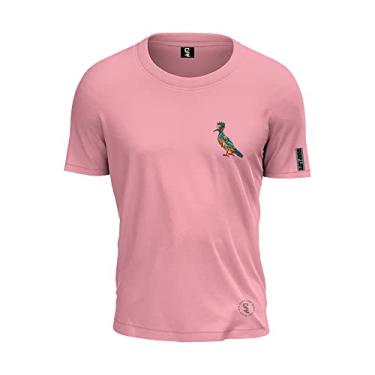 Imagem de Camiseta Shap Life Pássaro Colorido 100% Algodão T-Shirt Cor:Rosa;Tamanho:M