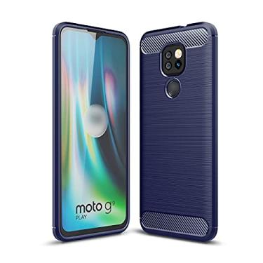 Imagem de Capa protetora para celular compatível com Motorola Moto G9 Play, compatível com Motorola Moto E7 Plus, capa de TPU à prova de choque com textura de fibra de carbono à prova de choque resistente a quebras