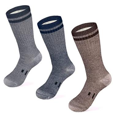 Imagem de MERIWOOL Meias de lã merino para caminhadas masculinas e femininas – 3 pares acolchoadas de peso médio – quentes e respiráveis