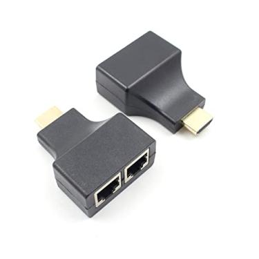 Imagem de Extensor HDMI Adaptador Duplo RJ45 Cat5e/Cat6 Transmissor De Vídeo Longa Distância Resolução Full HD 1080p 3D Até 30 Metros Compatível Com Notebook, Vídeo Games, Monitor, Projetor LINHA PREMIUM DUPIN