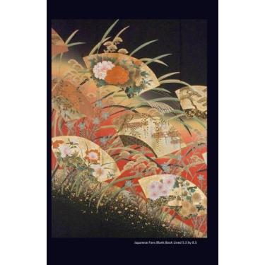 Imagem de Livro em branco com 100 páginas pautado para fãs japoneses 14 x 21,5 cm, adequado como diário, caderno ou diário com uma foto de capa de fãs bordados