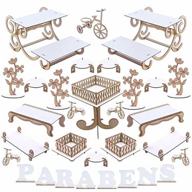 Imagem de Kit Decoração de Festa Provençal MDF - 2 Porta Doces Decorado Bandejas - 1131-LP14