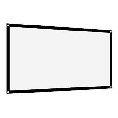 Imagem de Tela de projetor, cortina de projetor, 16: 9 engrossar portátil sem vincos tela de projeção de poliéster branco macio (40-120 polegadas) (72 polegadas)