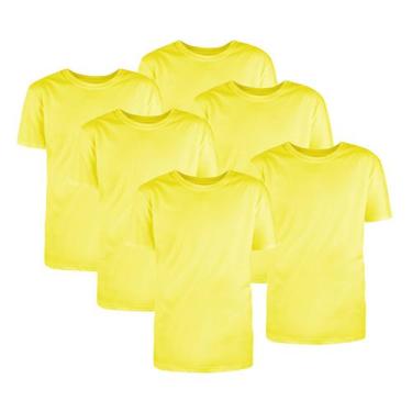Imagem de Kit Com 6 Camisetas Básicas Algodão Amarela Tamanho P - Mc Clothing