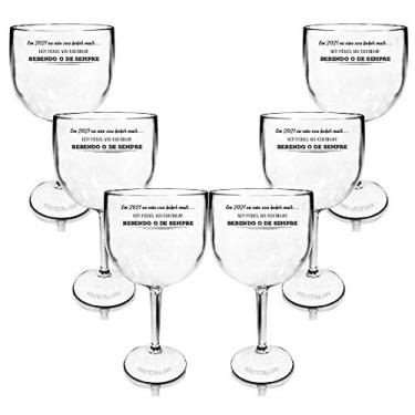 Imagem de Kit 6 Taças Gin Transparentes Personalizadas Vou Beber o Mesmo