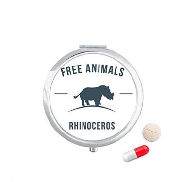 Imagem de Caixa de comprimidos com desenho rinoceronte Animal Blue Outline Pocket Medicine Storage Box Dispenser Recipiente