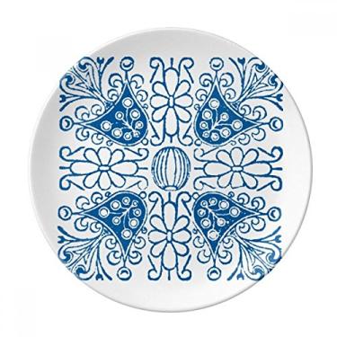 Imagem de Talavera Prato Decorativo de Porcelana com Estampa de Ilustração de Flor Azul Prato de Jantar