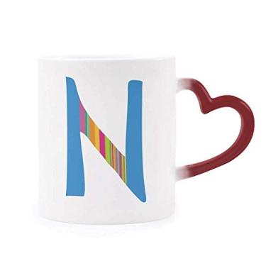 Imagem de N Alfabeto Caneca de grés com estampa fofa sensível ao calor e muda de cor vermelha