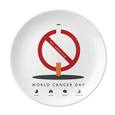 Imagem de Logo World Cancer Day Prato para não fumar Porcelana Prato Decorativo Salver Prato de Jantar