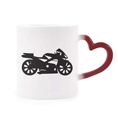 Imagem de Motocicleta Mecânica Preto Contorno Sensível ao Calor Caneca Vermelha Mudança de Cor