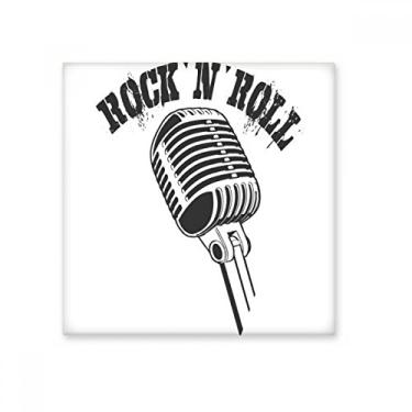 Imagem de Microfone Ilustrado Música Padrão Simples Azulejo de Cerâmica Brilhante Decalque Pedra Adorna de Tijolos Vitrificados