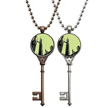 Imagem de OFFbb-USA Colar com pingente de torre gêmea da Malásia Petronas para decoração de casais