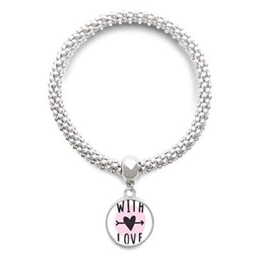 Imagem de DIYthinker Pulseira com pingente de prata com citação rosa com você amar, pulseira ajustável