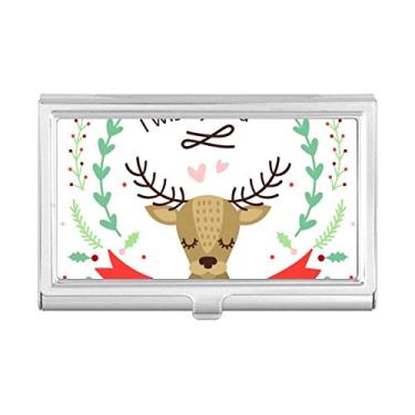 Imagem de Porta-cartões de visita com estampa de festival de cervos de Natal