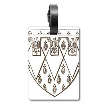 Imagem de Ilustração de pena de arte barroca branca preta com etiqueta de bagagem para cartão de bagagem